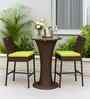 Colac Wicker Table And Chair Set ( With 2 Chairs ) In Brown Finish