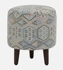 Colby Fabric Seating Stool In Provincial Teak Finish