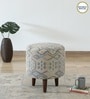 Colby Fabric Seating Stool In Provincial Teak Finish