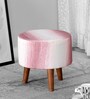 Colby Solid Wood Seating Stool In Provincial Teak Finish With Gradient Print