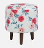 Colby Upholstered Seating Stool In Provincial Teak Finish With Floral Print
