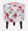 Colby Upholstered Seating Stool In Provincial Teak Finish With Floral Print