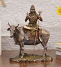 Cold Cast Bronze 10 Inch God Shiva Sitting On Nandi Idol