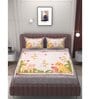 Orange Animal Print 250 TC Microfiber King Sized Kids Double Bedsheet with 2 Pillow Covers