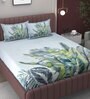Blue 250 TC Microfiber King Sized Double Bedsheet with 2 Pillow Covers
