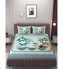 Blue Floral 250 TC Microfiber King Sized Double Bedsheet with 2 Pillow Covers