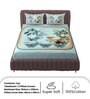 Blue Floral 250 TC Microfiber King Sized Double Bedsheet with 2 Pillow Covers