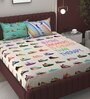 Multicolor 250 TC Microfiber King Sized Double Bedsheet with 2 Pillow Covers