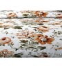 Orange Floral 200 TC Microfiber Twilight Floral King Sized Double Bedsheet with 2 Pillow Covers