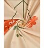 Orange Floral 200 TC Microfiber King Sized Double Bedsheet with 2 Pillow Covers