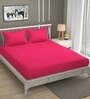 Magenta Traditional 300 TC Microfiber Queen Sized Double Bedsheet with 2 Pillow Covers
