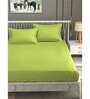 Green Traditional 300 TC Microfiber Queen Sized Double Bedsheet with 2 Pillow Covers