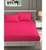 Magenta Traditional 300 TC Microfiber Queen Sized Double Bedsheet with 2 Pillow Covers