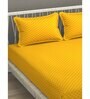 Yellow Traditional 300 TC Microfiber Queen Sized Double Bedsheet with 2 Pillow Covers