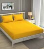 Yellow Traditional 300 TC Microfiber Queen Sized Double Bedsheet with 2 Pillow Covers