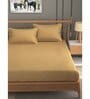 Beige Traditional 300 TC Microfiber King Sized Double Bedsheet with 2 Pillow Covers