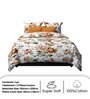 Orange Floral 200 TC Microfiber Twilight Floral King Sized Double Bedsheet with 2 Pillow Covers