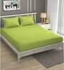Green Traditional 300 TC Microfiber Queen Sized Double Bedsheet with 2 Pillow Covers