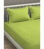 Green Traditional 300 TC Microfiber Queen Sized Double Bedsheet with 2 Pillow Covers