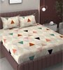 Multicolor Geometric 200 TC Microfiber King Sized Double Bedsheet with 2 Pillow Covers