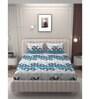 Blue Geometric 200 TC Microfiber King Sized Double Bedsheet with 2 Pillow Covers
