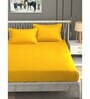 Yellow Traditional 300 TC Microfiber Queen Sized Double Bedsheet with 2 Pillow Covers