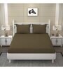 Brown Geometric 250 TC Microfiber Super King Sized Double Bedsheet with 2 Pillow Covers