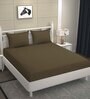 Brown Geometric 250 TC Microfiber Super King Sized Double Bedsheet with 2 Pillow Covers