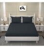 Grey Geometric 250 TC Microfiber Super King Sized Double Bedsheet with 2 Pillow Covers
