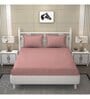 Peach Geometric 250 TC Microfiber Super King Sized Double Bedsheet with 2 Pillow Covers