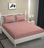 Peach Geometric 250 TC Microfiber Super King Sized Double Bedsheet with 2 Pillow Covers