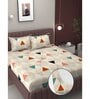 Multicolor Geometric 250 TC Microfiber King Size Double Bedsheet Fitted Microfiber With 2 Matching Pillow Covers