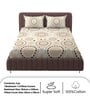 Cream Geometric 250 TC Microfiber King Size Double Bedsheet Fitted Microfiber With 2 Matching Pillow Covers