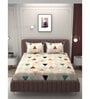 Multicolor Geometric 250 TC Microfiber King Size Double Bedsheet Fitted Microfiber With 2 Matching Pillow Covers