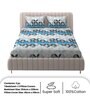 Blue Geometric 250 TC Microfiber King Size Double Bedsheet Fitted Microfiber With 2 Matching Pillow Covers