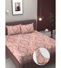Pink Abstract 250 TC Microfiber King Size Double Bedsheet Fitted Microfiber With 2 Matching Pillow Covers