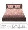 Pink Abstract 250 TC Microfiber King Size Double Bedsheet Fitted Microfiber With 2 Matching Pillow Covers