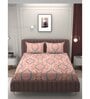 Pink Abstract 250 TC Microfiber King Size Double Bedsheet Fitted Microfiber With 2 Matching Pillow Covers