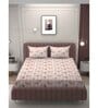 Pink Floral 250 TC Microfiber King Size Double Bedsheet Fitted Microfiber With 2 Matching Pillow Covers