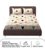 Multicolor Geometric 250 TC Microfiber King Size Double Bedsheet Fitted Microfiber With 2 Matching Pillow Covers