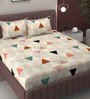 Multicolor Geometric 250 TC Microfiber King Size Double Bedsheet Fitted Microfiber With 2 Matching Pillow Covers