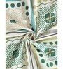 Green Geometric 250 TC Microfiber King Size Double Bedsheet Fitted Microfiber With 2 Matching Pillow Covers