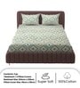 Green Geometric 250 TC Microfiber King Size Double Bedsheet Fitted Microfiber With 2 Matching Pillow Covers