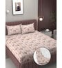 Pink Floral 250 TC Microfiber King Size Double Bedsheet Fitted Microfiber With 2 Matching Pillow Covers