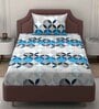 Blue Geometric 250 TC Microfiber Single Bed Soft Microfiber Printed Bedsheet With 1 Pillow Cover