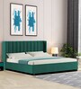 Colina Velvet Upholstered King Size Bed in Pine Green Colour
