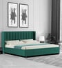 Colina Velvet Upholstered King Size Bed in Pine Green Colour