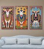Indian Cow Wall Painting Set of 3 Black Frame
