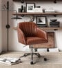 Colm Leatherette Guest Chair In Brown Colour