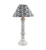 Colonial white wooden Table Lamp with ikat Print Shade